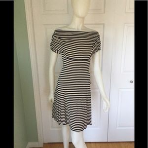 Topshop cowl neck jersey striped midi dress